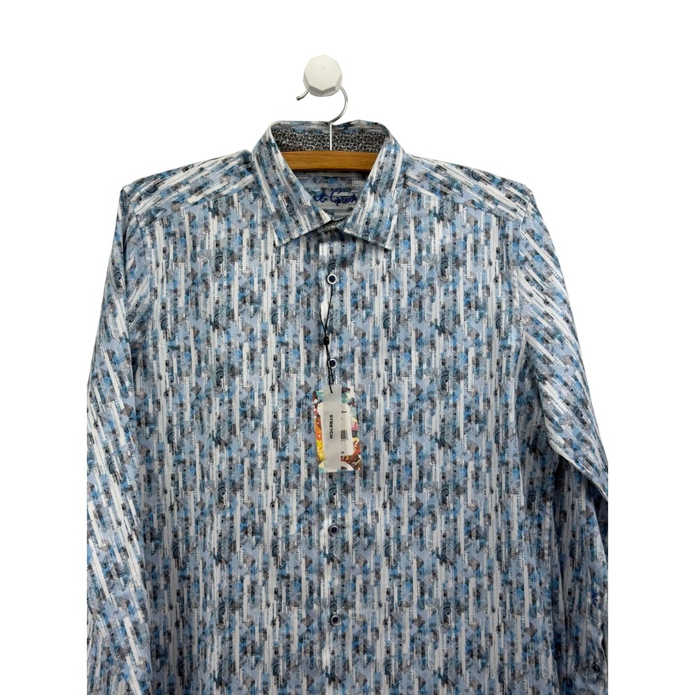 Robert Graham Eldert Classic Fit Abstract Stripe Stretch Shirt Blue Multi S NEW - Picture 7 of 13